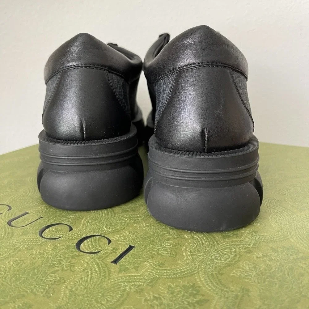 Gucci 674367 Men's Black Maxi‎ GG Supreme Lace-up Shoe, Gucci sz. 7.5